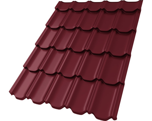 Металлочерепица Kvinta Plus 3D 0,5 Satin Matt TX RAL 3005 красное вино в Чехове