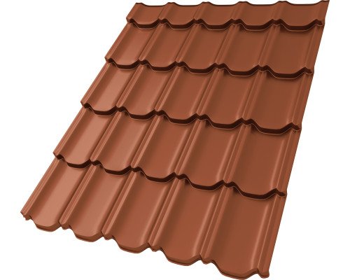 Металлочерепица Kvinta Plus 3D 0,5 Satin Matt TX RAL 8004 терракота в Чехове