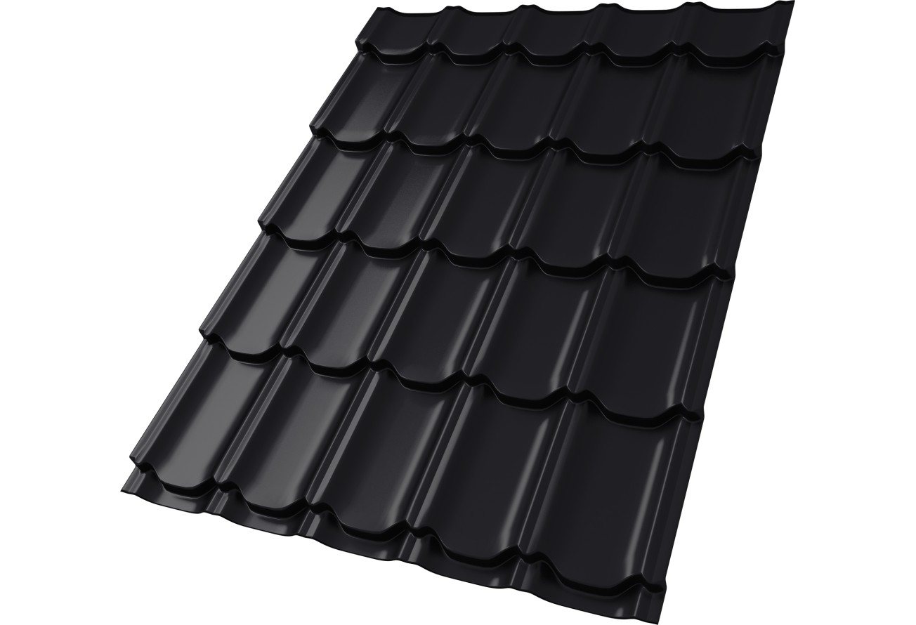 Металлочерепица Kvinta Plus Drap TX RAL 9005 черная